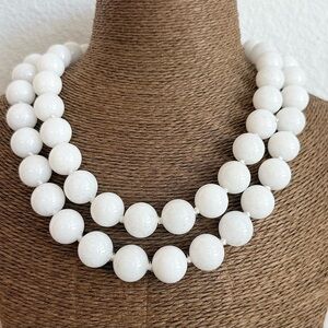 White Agate Gemstone Bead Necklace